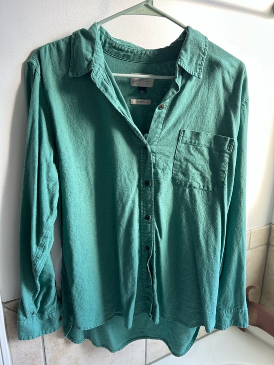Universal Thread Tops - Universal Thread Teal Button-Down Long-Sleeve Shirt